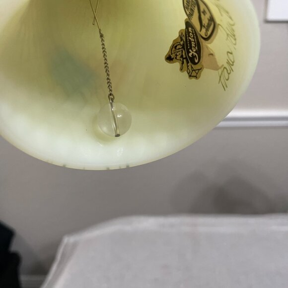 VTG Uranium Fenton Custard Bell Hand Painted, Signed W/2 Stamps~ Glows - Picture 7 of 10